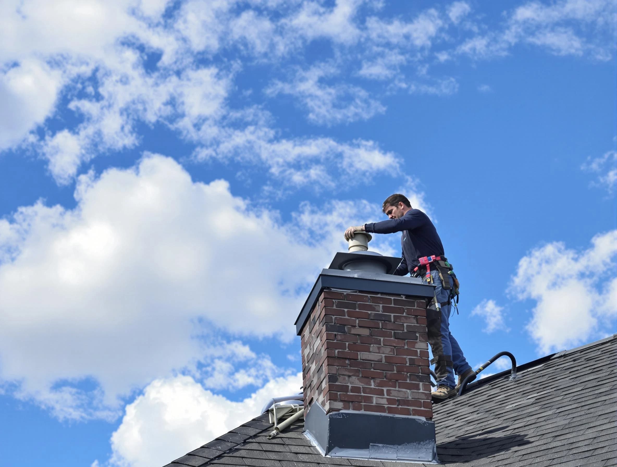 Dedham Chimney Sweep installing a sturdy chimney cap in Dedham, MA