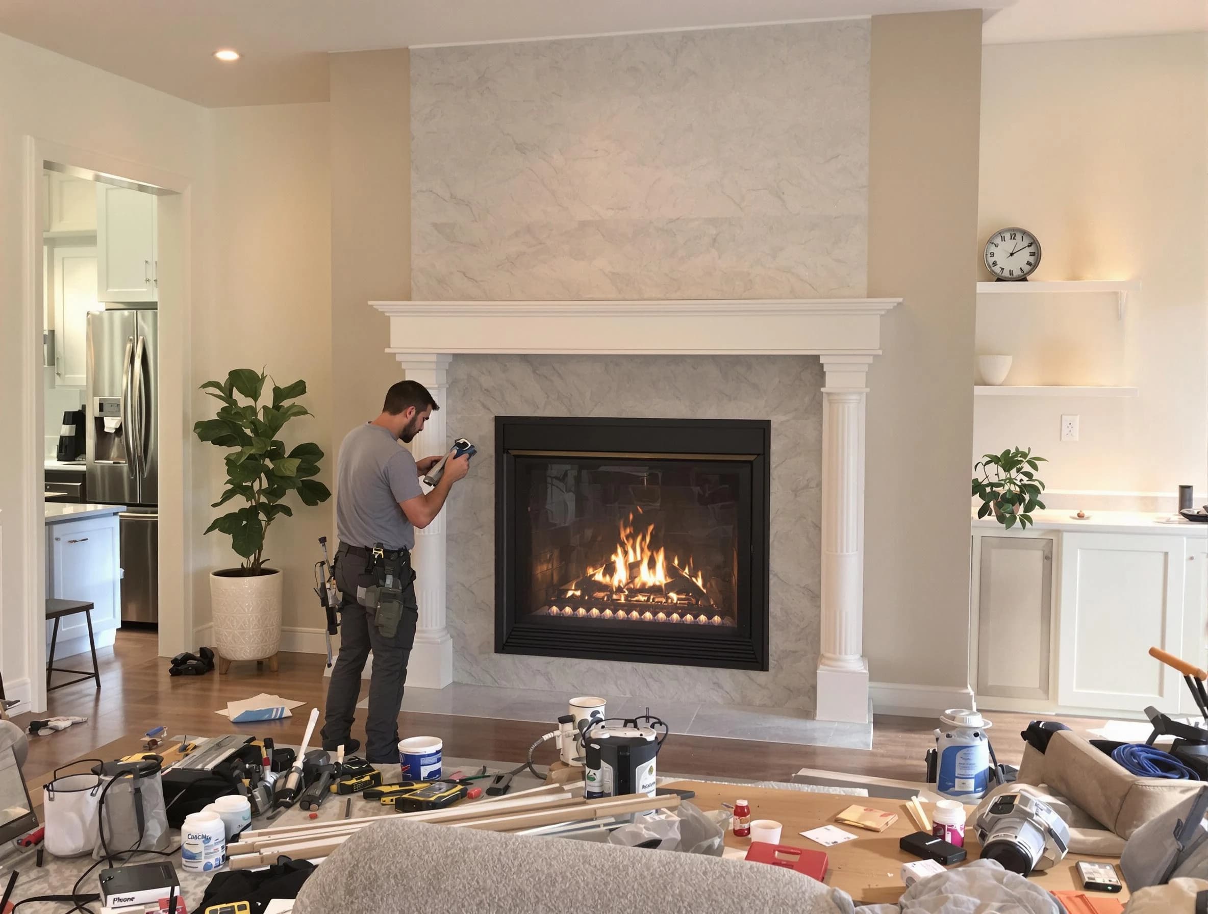 Newly installed fireplace by Dedham Chimney Sweep in Dedham, MA