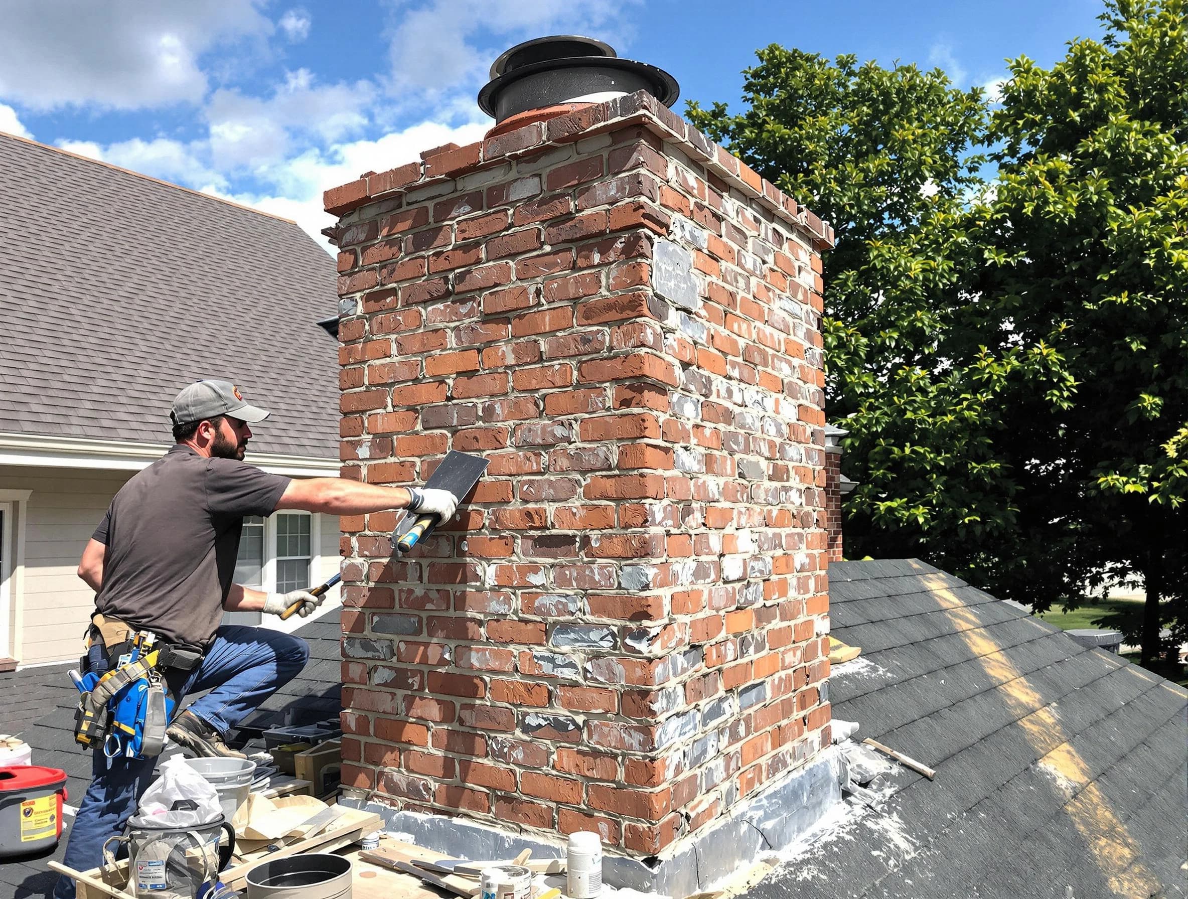 Completed chimney rebuild by Dedham Chimney Sweep in Dedham, MA