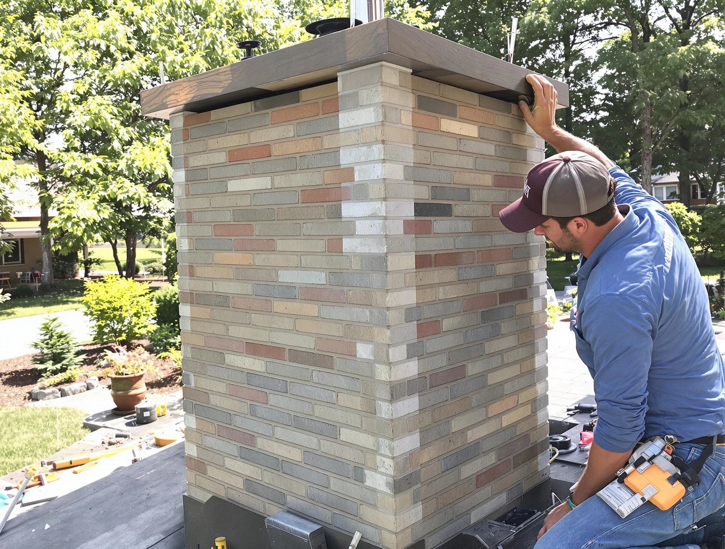 Dedham Chimney Sweep completing a modern chimney remodel in Dedham, MA