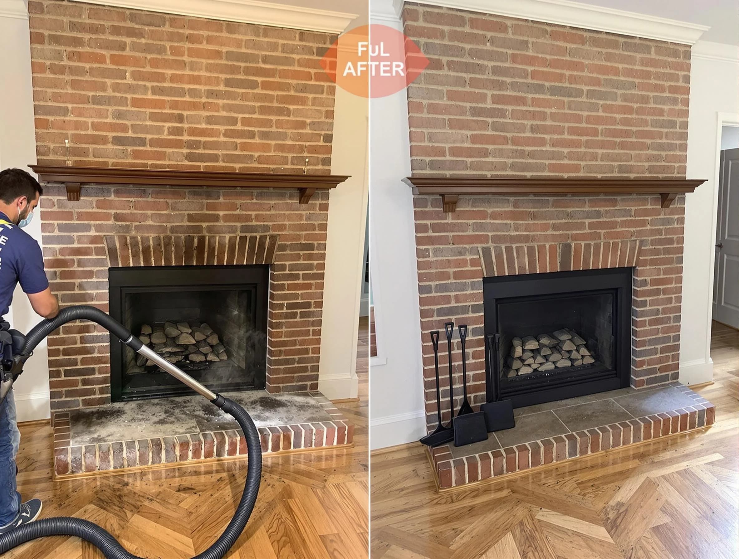 Dedham Chimney Sweep carefully sanitizing a fireplace in Dedham, MA