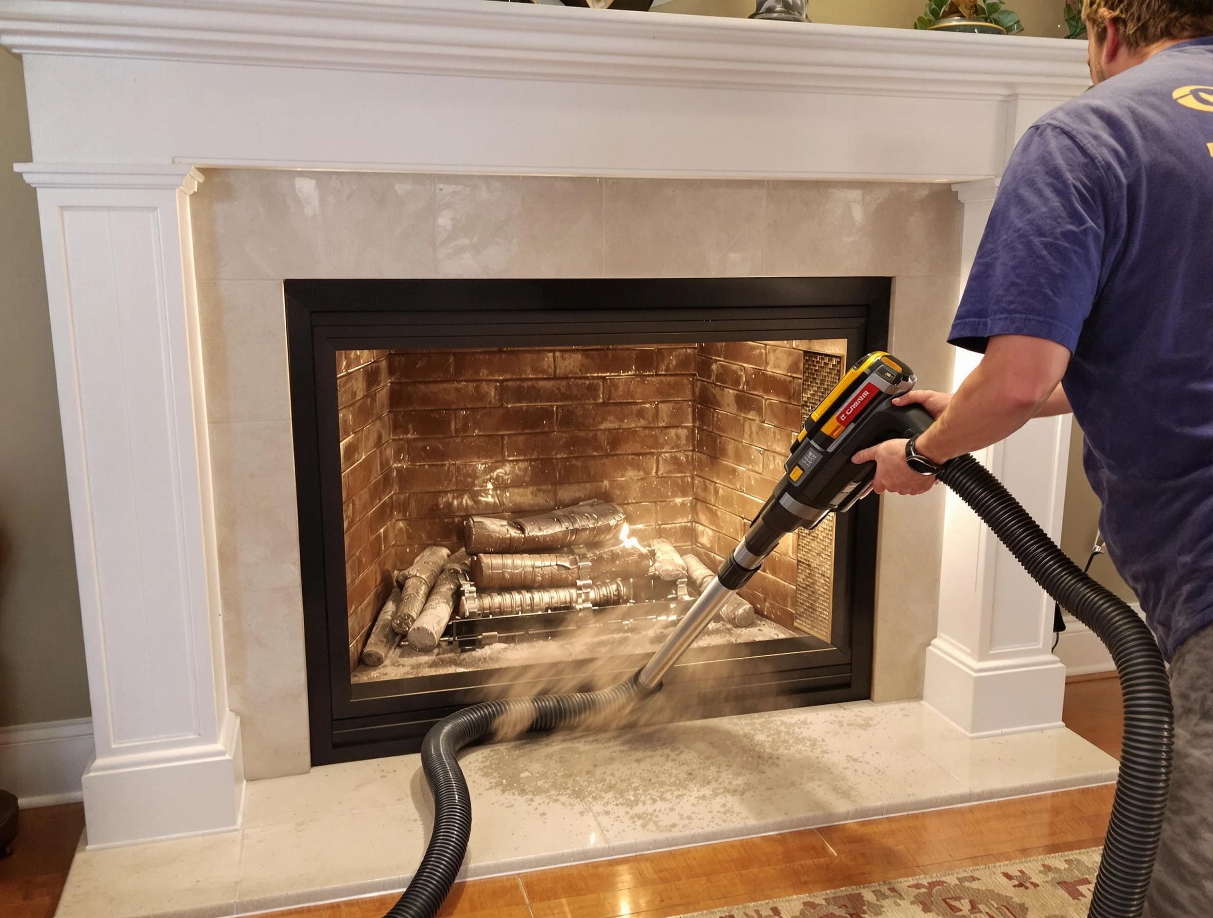 Fireplace cleaning performed by Dedham Chimney Sweep in Dedham, MA