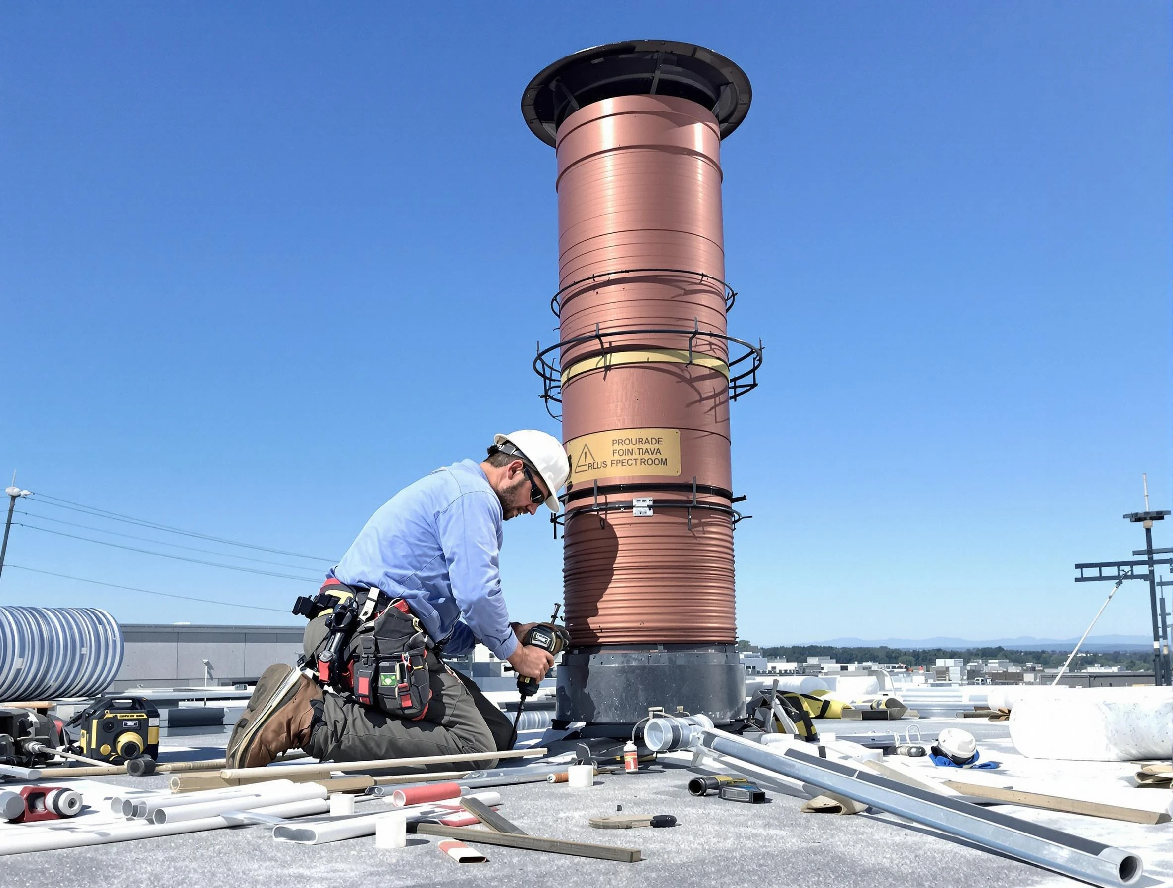 Installed chimney liner by Dedham Chimney Sweep in Dedham, MA