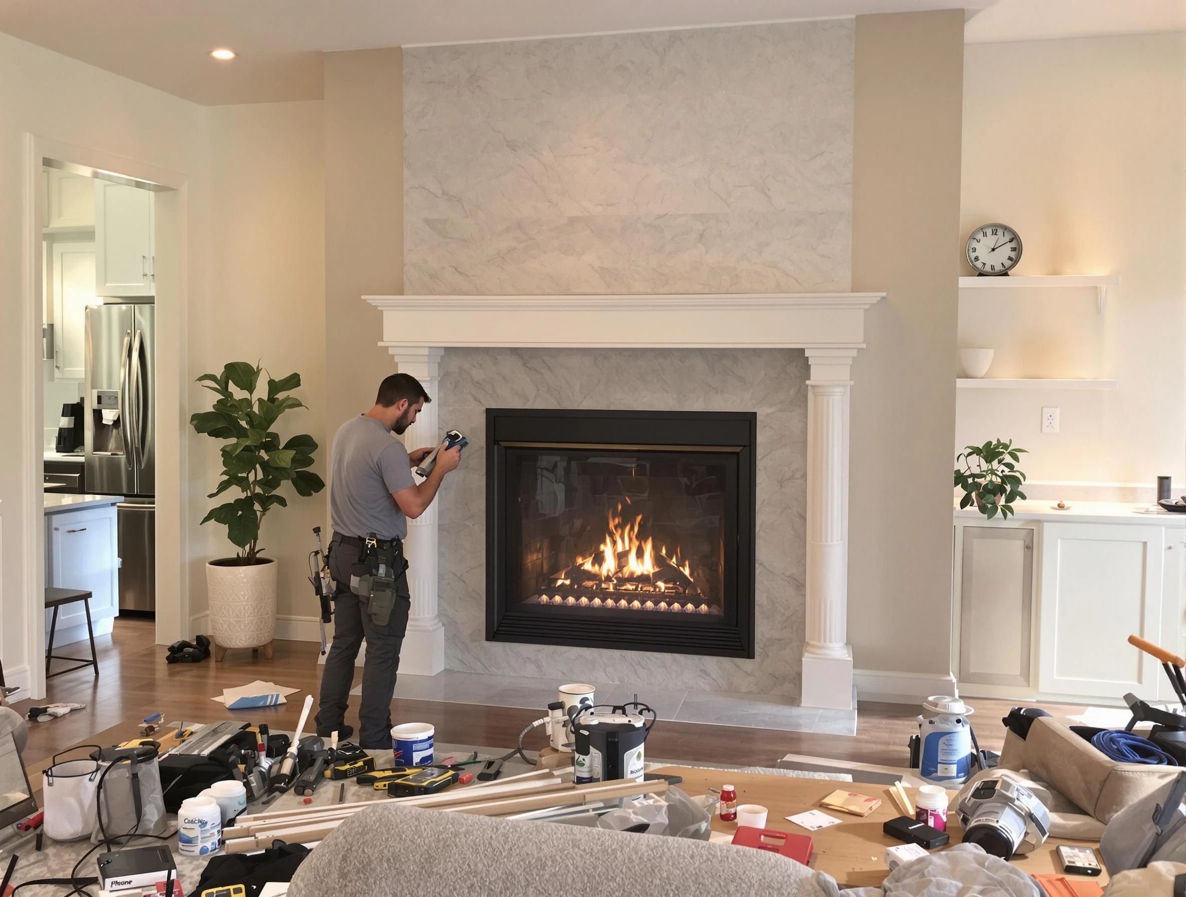 Newly installed fireplace by Dedham Chimney Sweep in Dedham, MA