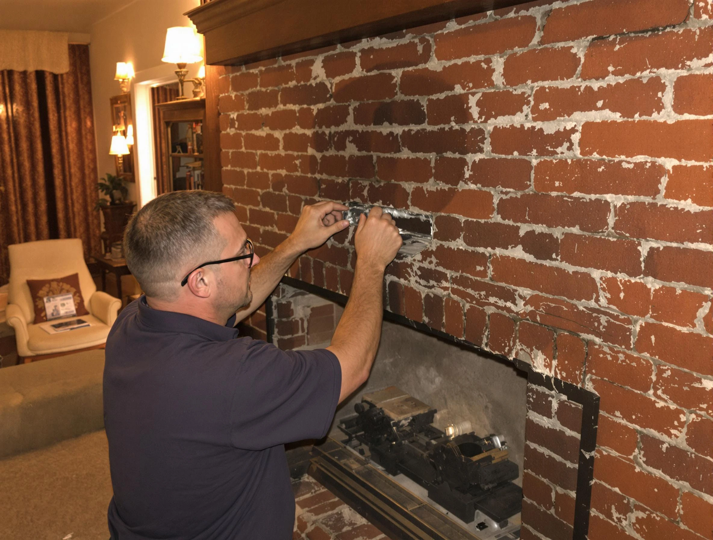 Dedham Chimney Sweep expert fixing a fireplace in Dedham, MA